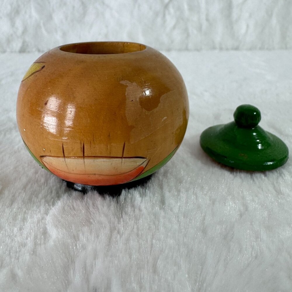 Handmade Wooden Trinket Jar With Lid Folk Art Colorful Parrot Toucan Bird Design - Picture 4 of 7